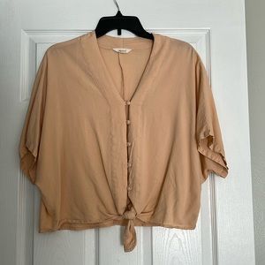 Peach Sim and Saw Tie Blouse
